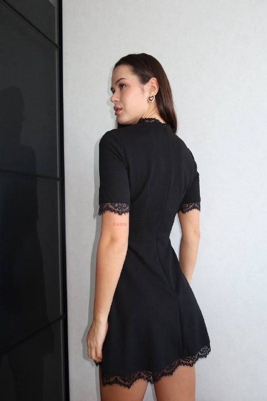 Lace Trim Mini Dress