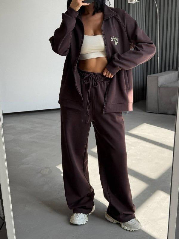 Lucky Girl Tracksuit Set – Chocolate Brown