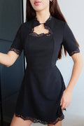 Lace Trim Mini Dress