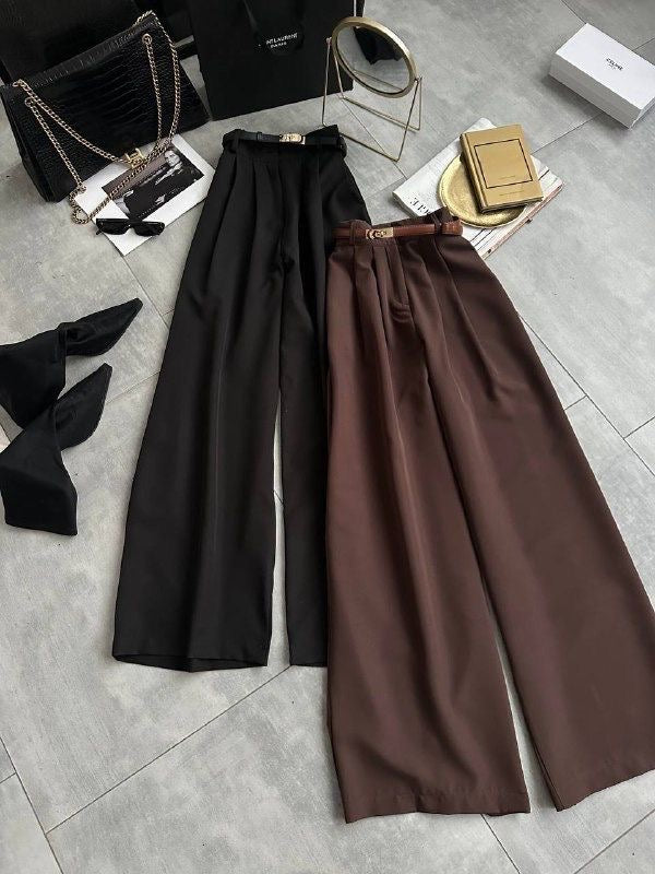 Belted Wide-Leg Trousers