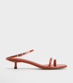 Strappy Toe-Loop Kitten Heel Sandals
