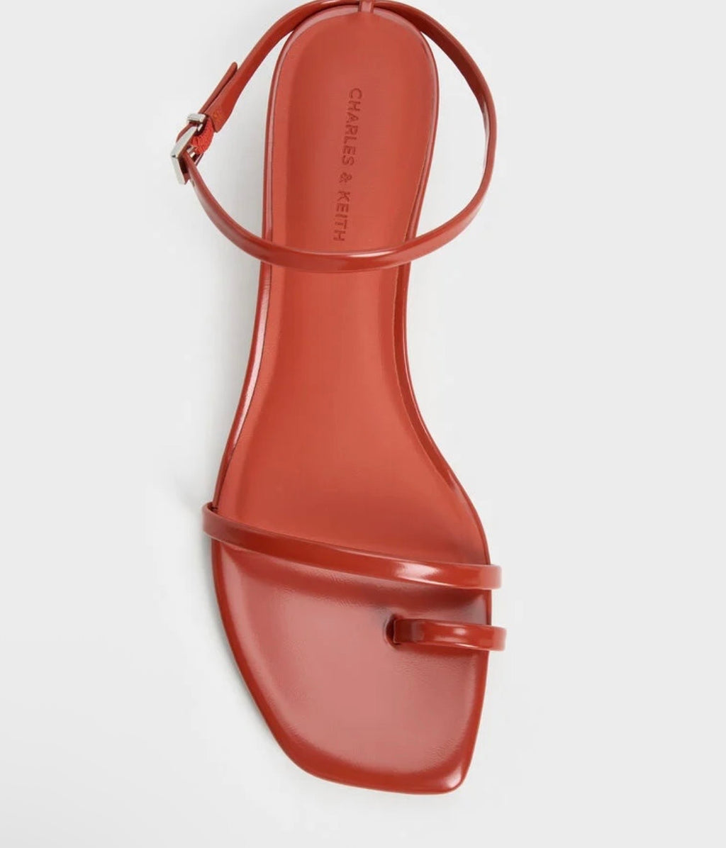 Strappy Toe-Loop Kitten Heel Sandals