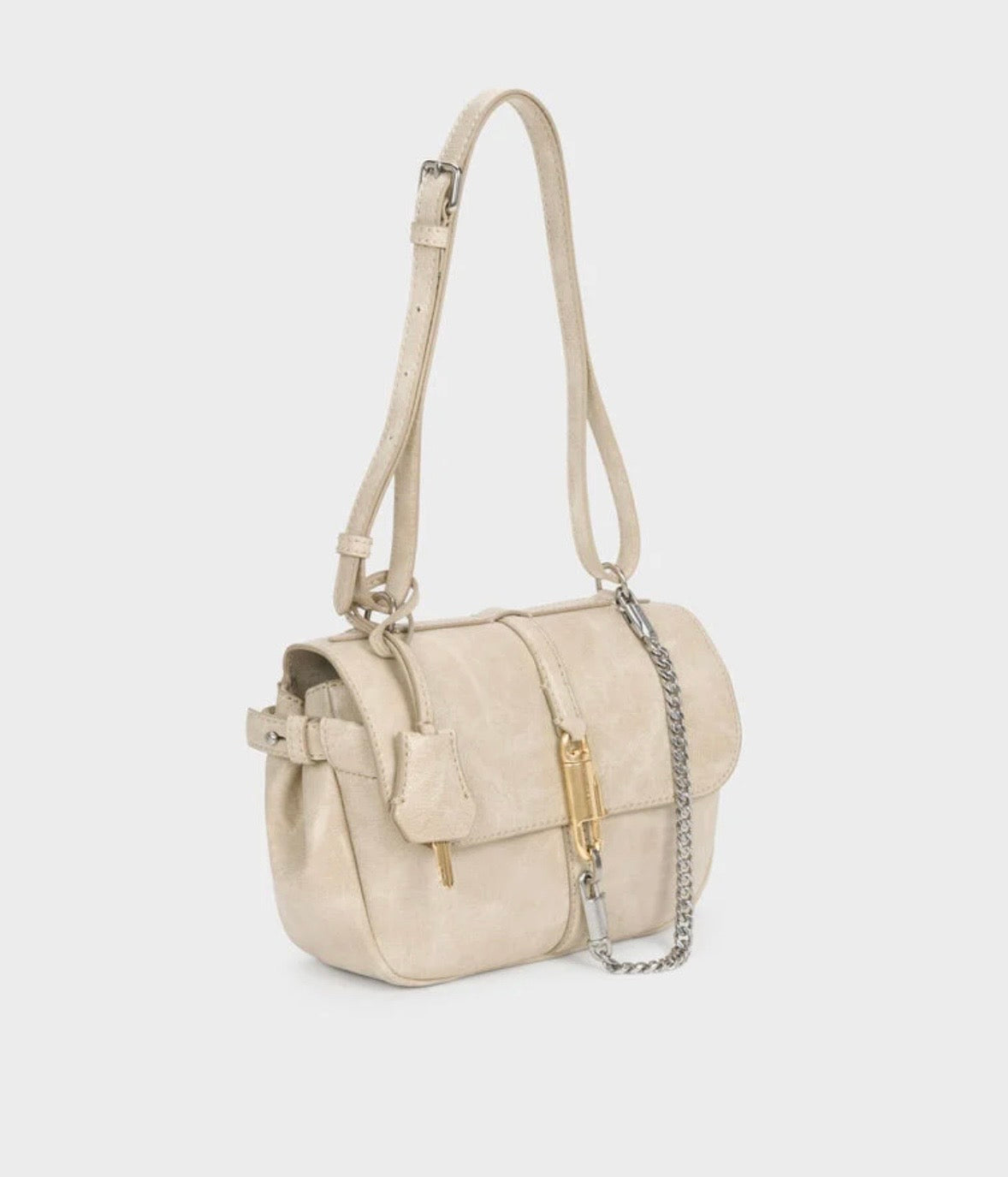 Chain-Strap Flap Crossbody Bag