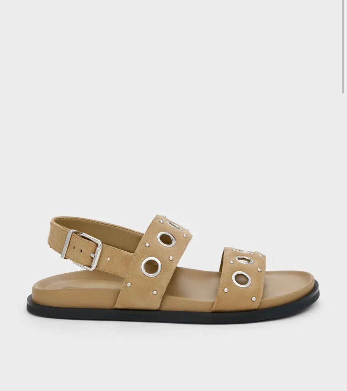 Eyelet & Stud Double-Strap Slingback Sandals