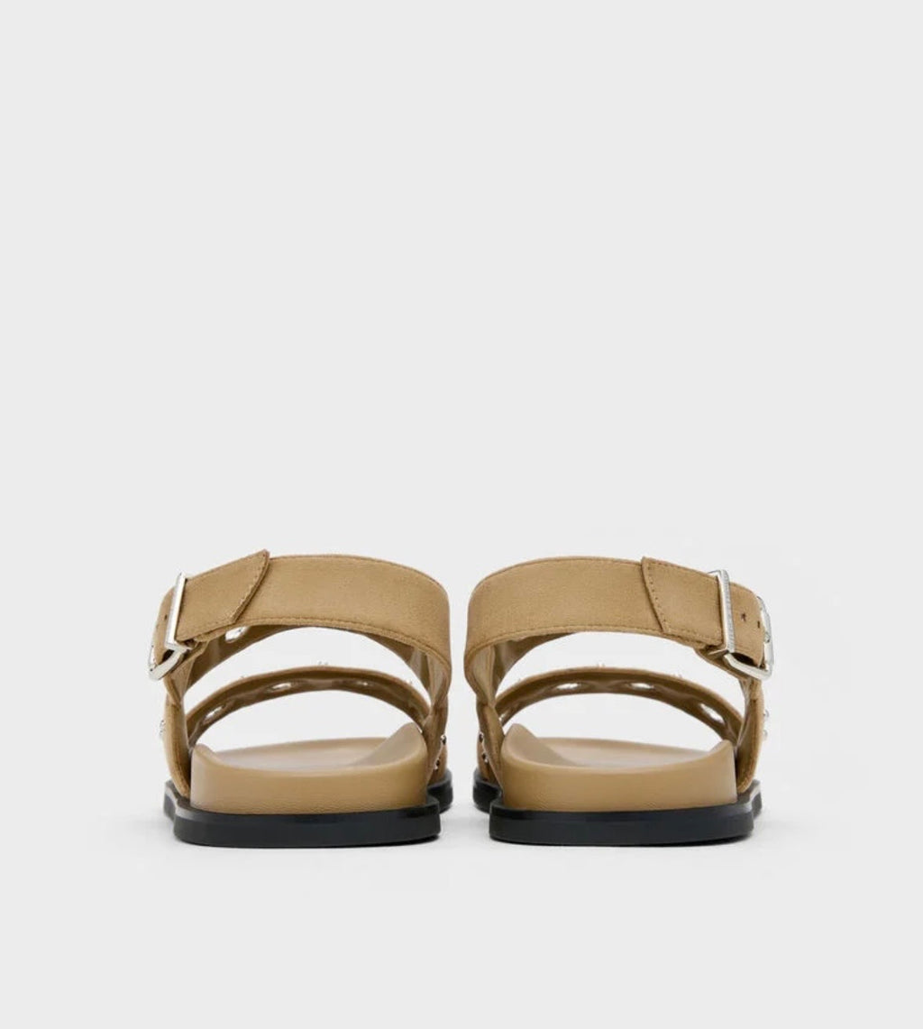 Eyelet & Stud Double-Strap Slingback Sandals