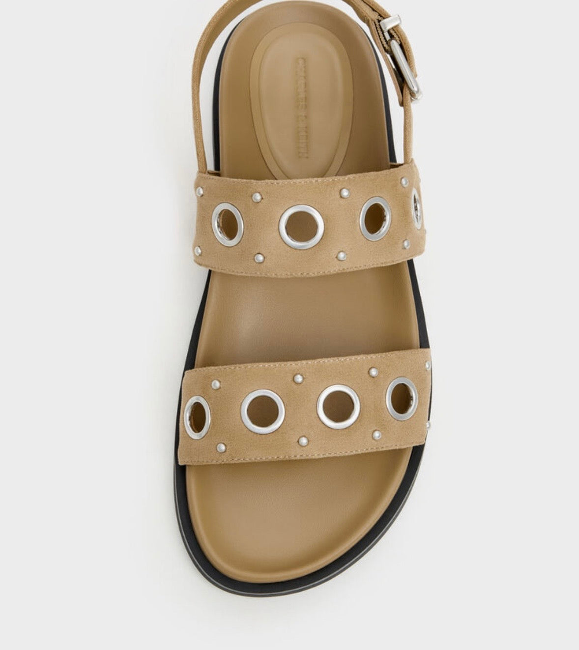 Eyelet & Stud Double-Strap Slingback Sandals